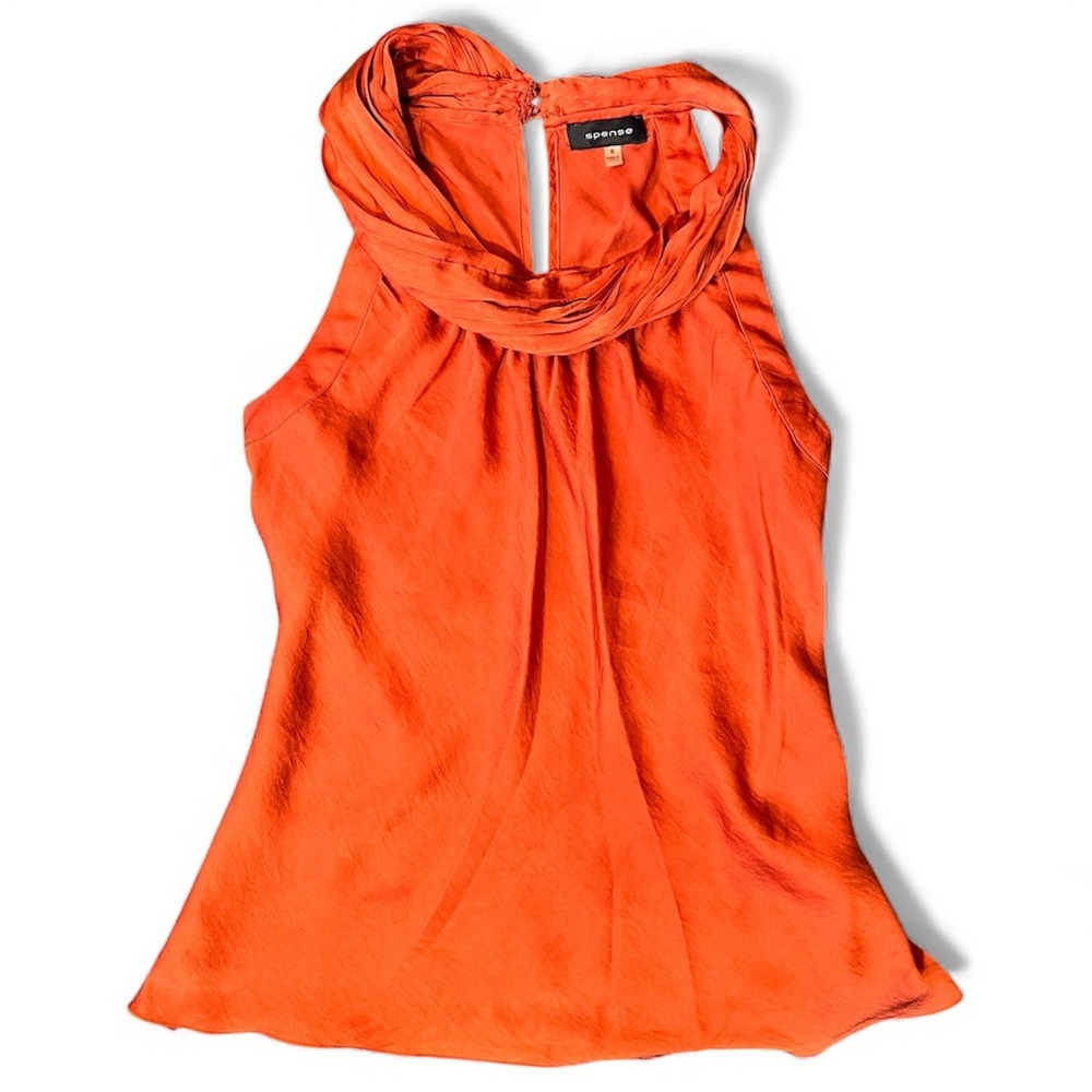 Spense Orange Drape Neck Sleeveless Halter Tank Top Women Small S Y2K 2000s